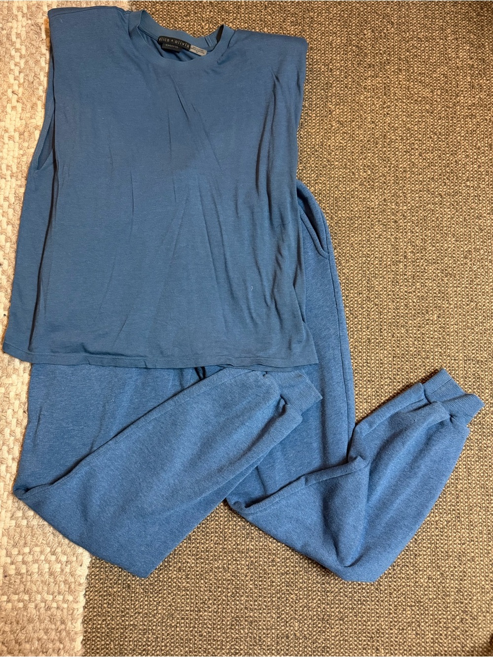 Alice + Olivia matching blue top and joggers